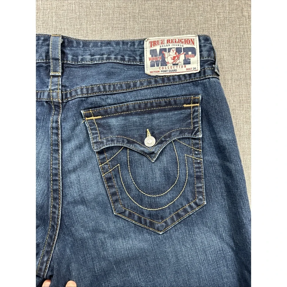 True Religion MVP Point Guard Jeans Mens Size 40x30 Made in USA Flaps Baggy Wide